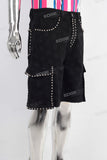 Black laser cargo shorts