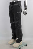 Black stack patchwork paint splatters jeans