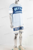Blue digital print patchwork t shirt and screen print shorts