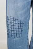 Blue embroidered baggy jeans