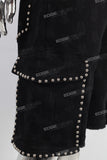 Black laser cargo shorts