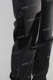 Black damaged patchwork jeans