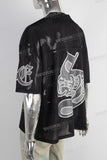 Black oversize digital print t shirt