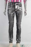 Black waxed skinny jeans