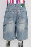 Blue acid washed denim shorts