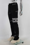 Black embroidery patchwork pants