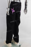 Black embroidered straight jeans
