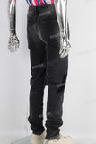 Black damaged patchwork jeans