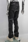 Black stack patchwork paint splatters jeans