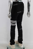 Black embroidery patchwork pants