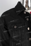 Black wax jacket and double skinny jeans set