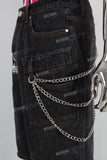 Black patchwork damaged shorts