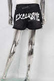 Black rhinestone patchwork boot cut skirt