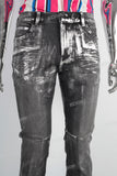 Black waxed skinny jeans