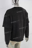 Black digital print acid washed patchwork long shirt