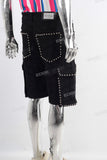 Black laser cargo shorts