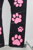 Dark blue digital print straight jeans