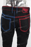Contrast stitching stack boot cut jeans
