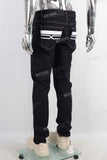 Dark blue fit digital print jeans