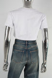 White digital print rhinestone t shirt women