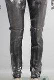 Black waxed skinny jeans