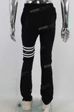 Black embroidery patchwork pants
