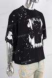 Black digital print paint splatters t shirt