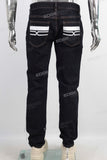 Dark blue fit digital print jeans