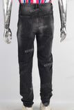Black damaged patchwork jeans