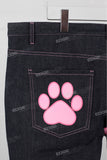 Dark blue digital print straight jeans