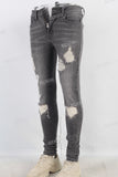 Grey damaged patchwork skinny jeans