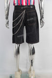 Black patchwork damaged shorts