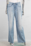 Blue stripe straight leg jeans