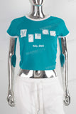 Blue digital print t shirt women