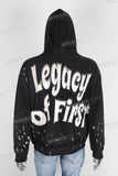 Acid washed embroidered paint splatters hoodie