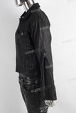 Black wax jacket and double skinny jeans set