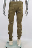 Green cargo skinny jeans men