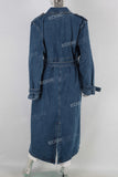 Blue long jumpsuit dress jacket women
