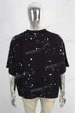 Black digital print paint splatters t shirt