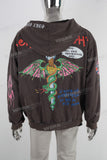 Coffee digital print zip up hooded jacket
