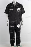 Digital print patchwork rhinestone t shirt and cargo pants