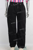 Black baggy zip up patchwork jeans