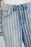 Blue stripe straight leg jeans