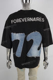 Black patchwork embroidered raw hem t shirt