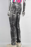 Black waxed skinny jeans