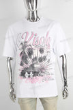 White heavyweight pink digital print t shirt