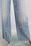 Blue stripe straight leg jeans