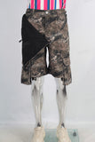 Digital print zip up cargo shorts