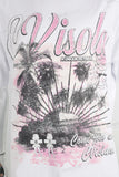 White heavyweight pink digital print t shirt