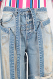 Blue vintage damaged baggy jeans